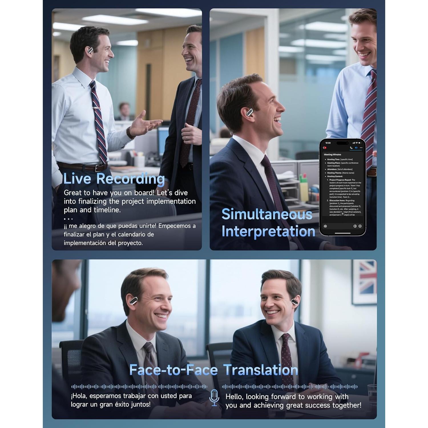 Auriculares de Traducción AI Mosyxe Q16AI Inalámbricos Bluetooth