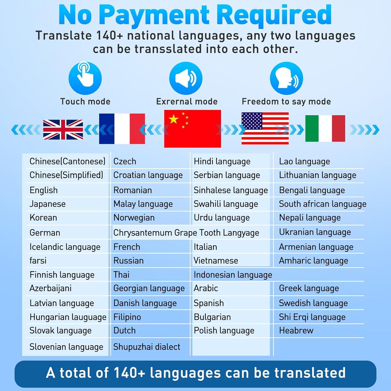 Auriculares de Traducción Bluetooth Inalámbricos Zikhe, Negro, 140+ Idiomas