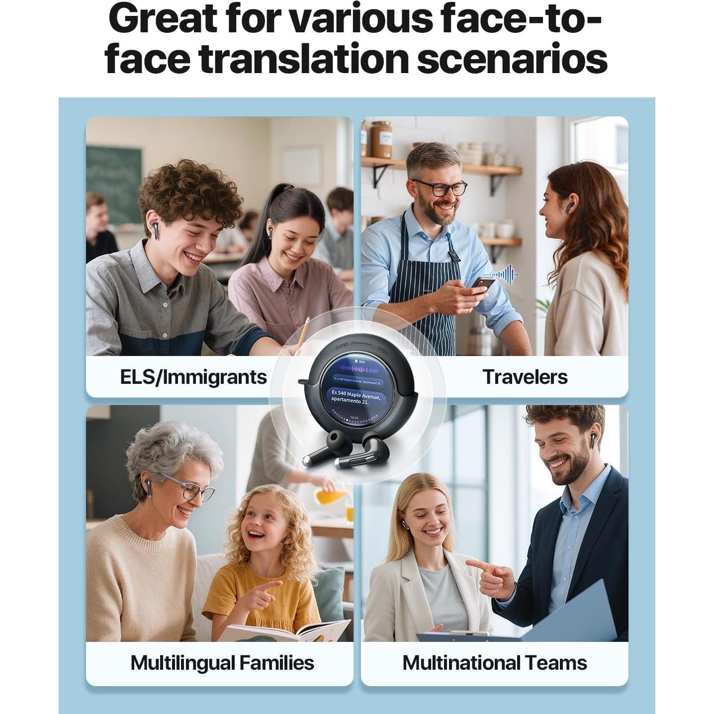 Auriculares Traductores TransAI G1 con Pantalla Táctil - 150+ Idiomas