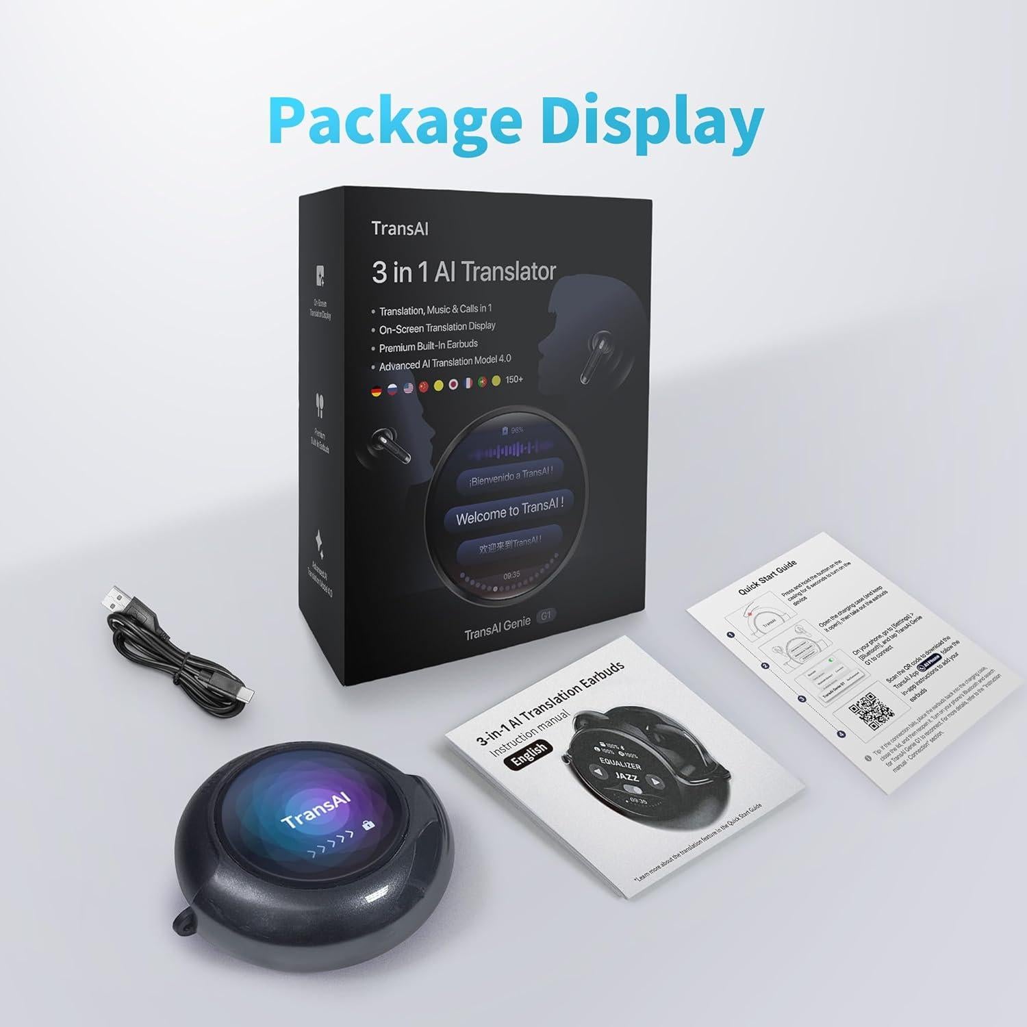 Auriculares Traductores TransAI G1 con Pantalla Táctil - 150+ Idiomas