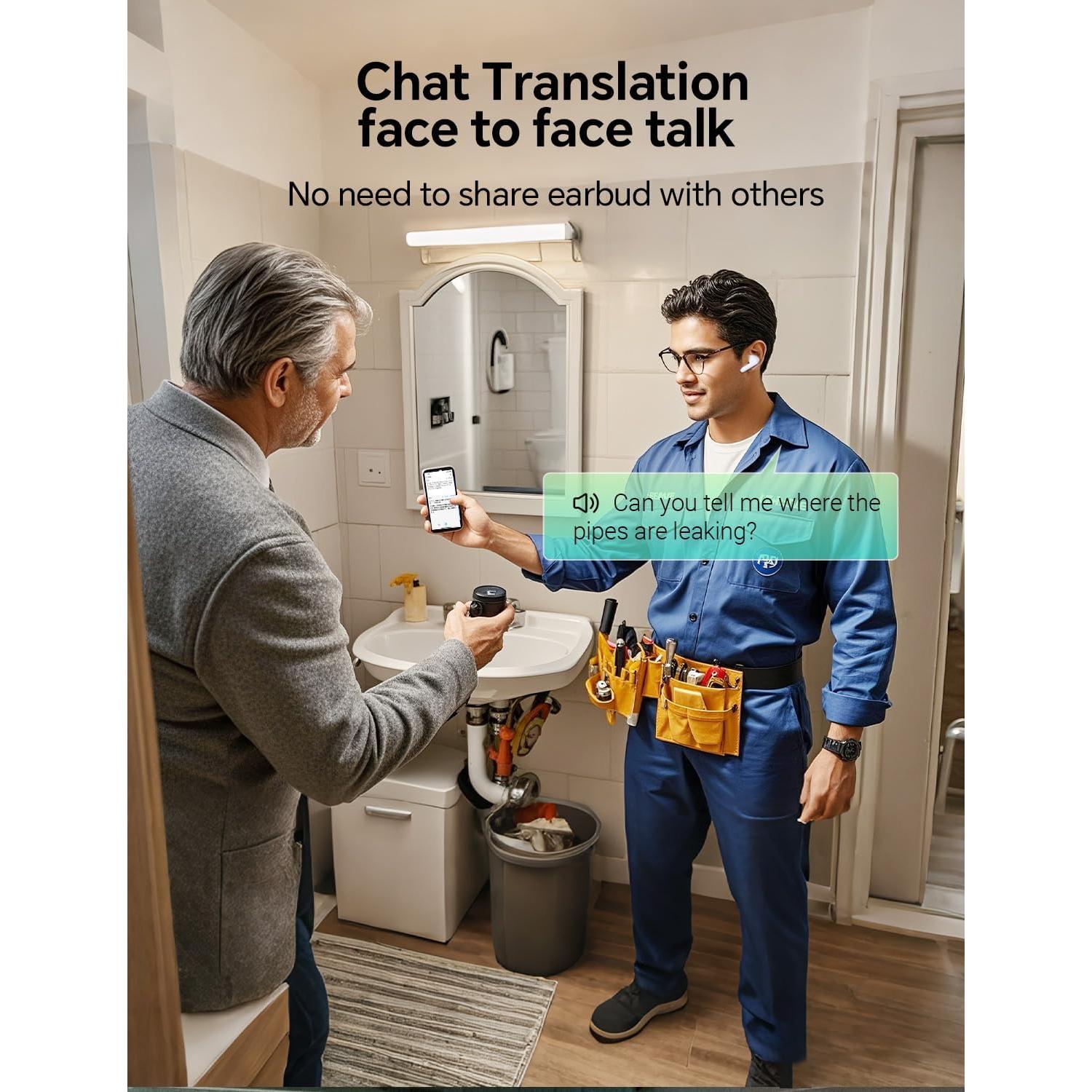 Auriculares Traductores AI Polypal P1 - 138 Idiomas, Reducción de Ruido