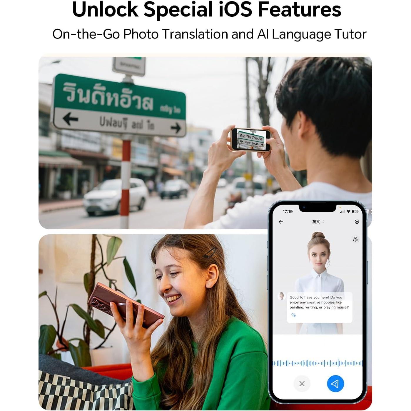 Auriculares Traductores AI Polypal P1 - 138 Idiomas, Reducción de Ruido