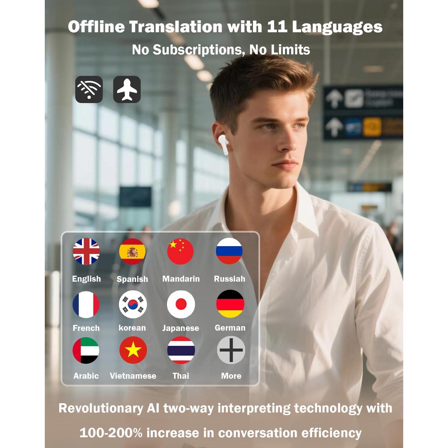 Auriculares Traductores Wooask M6 Bluetooth 3 en 1 Offline