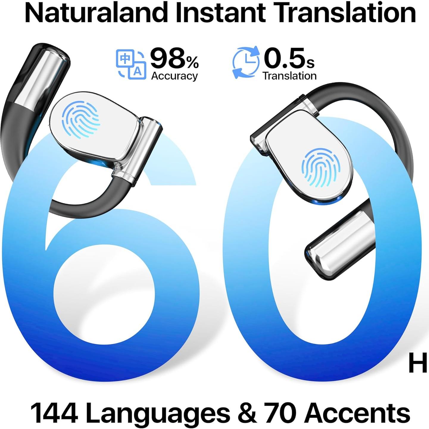 Auriculares Traductores AI POHAHA 3-en-1 Negro 144 Idiomas