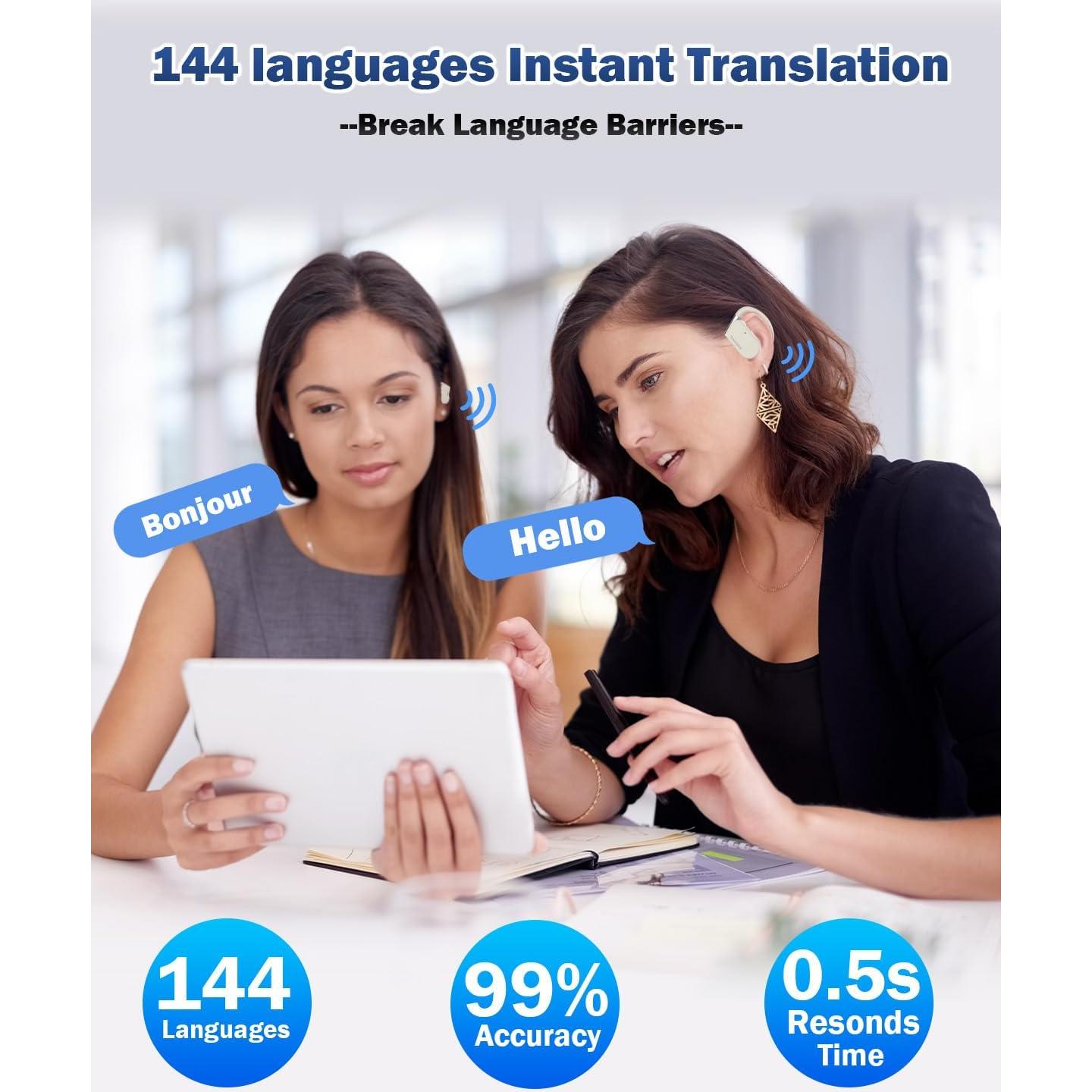 Auriculares Traductores Wooask M9 - 144 Idiomas, Offline, Beige