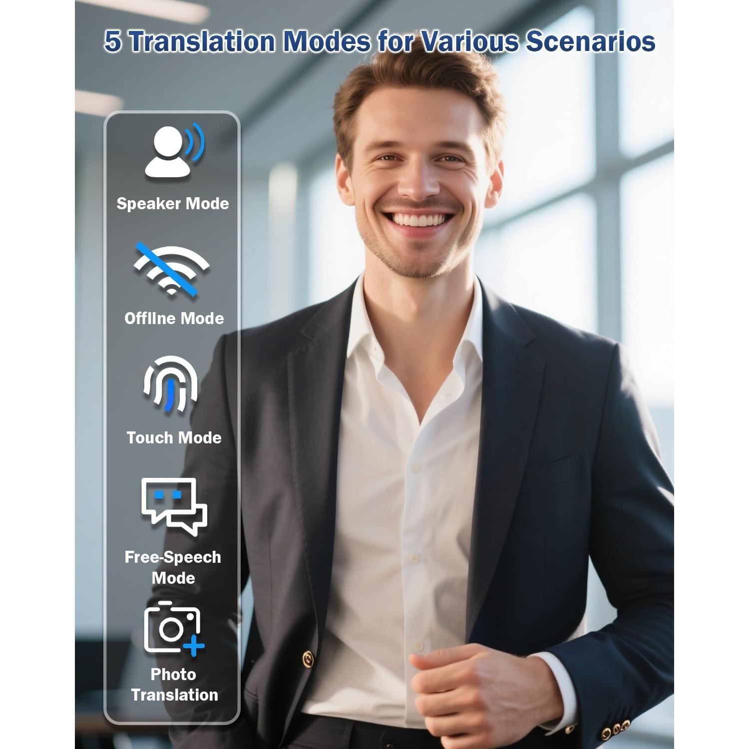 Auriculares Traductores Wooask M9 - 144 Idiomas, Offline, Beige