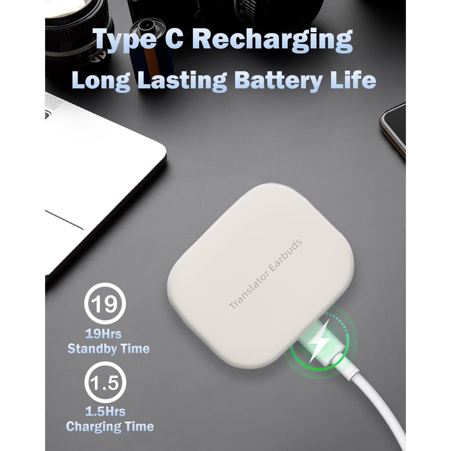 Auriculares Traductores Wooask M9 - 144 Idiomas, Offline, Beige