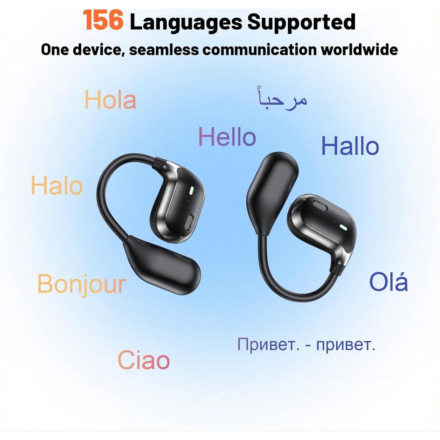 Auriculares Traductores ANVOSED 156 Idiomas AI Negro