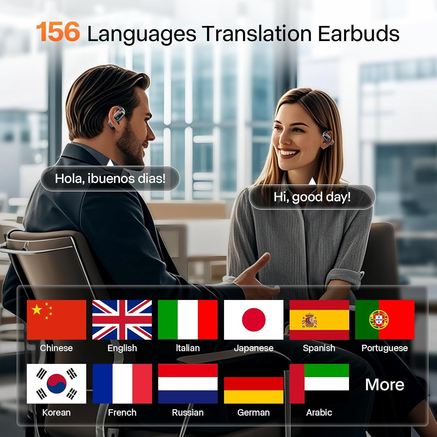 Auriculares Traductores ANVOSED 156 Idiomas AI Negro