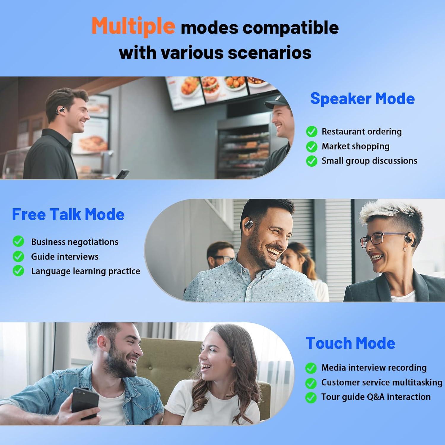 Auriculares Traductores ANVOSED 156 Idiomas AI Negro