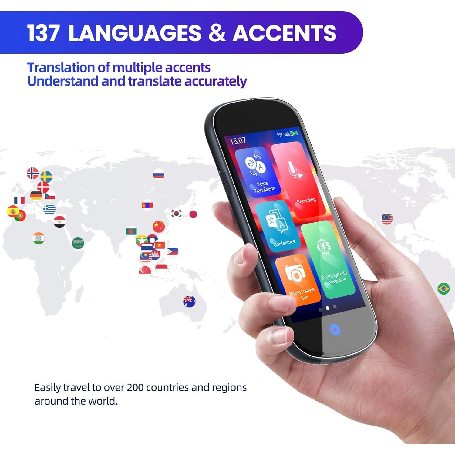 Traductor de Idiomas Neyes 2025 Pantalla Táctil 4" AI 137 Idiomas