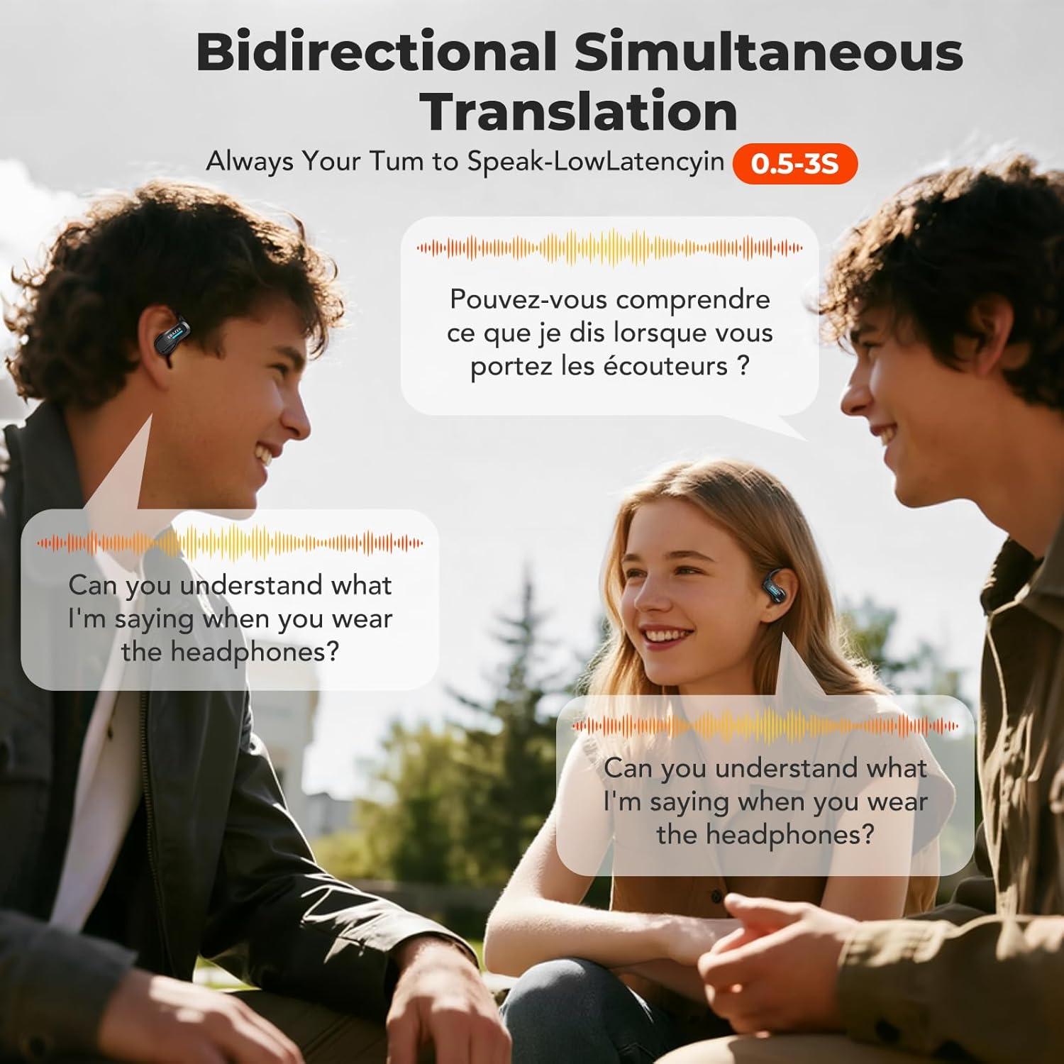 Auriculares Traductores Erazer X8 - Bluetooth 5.4, 135 Idiomas