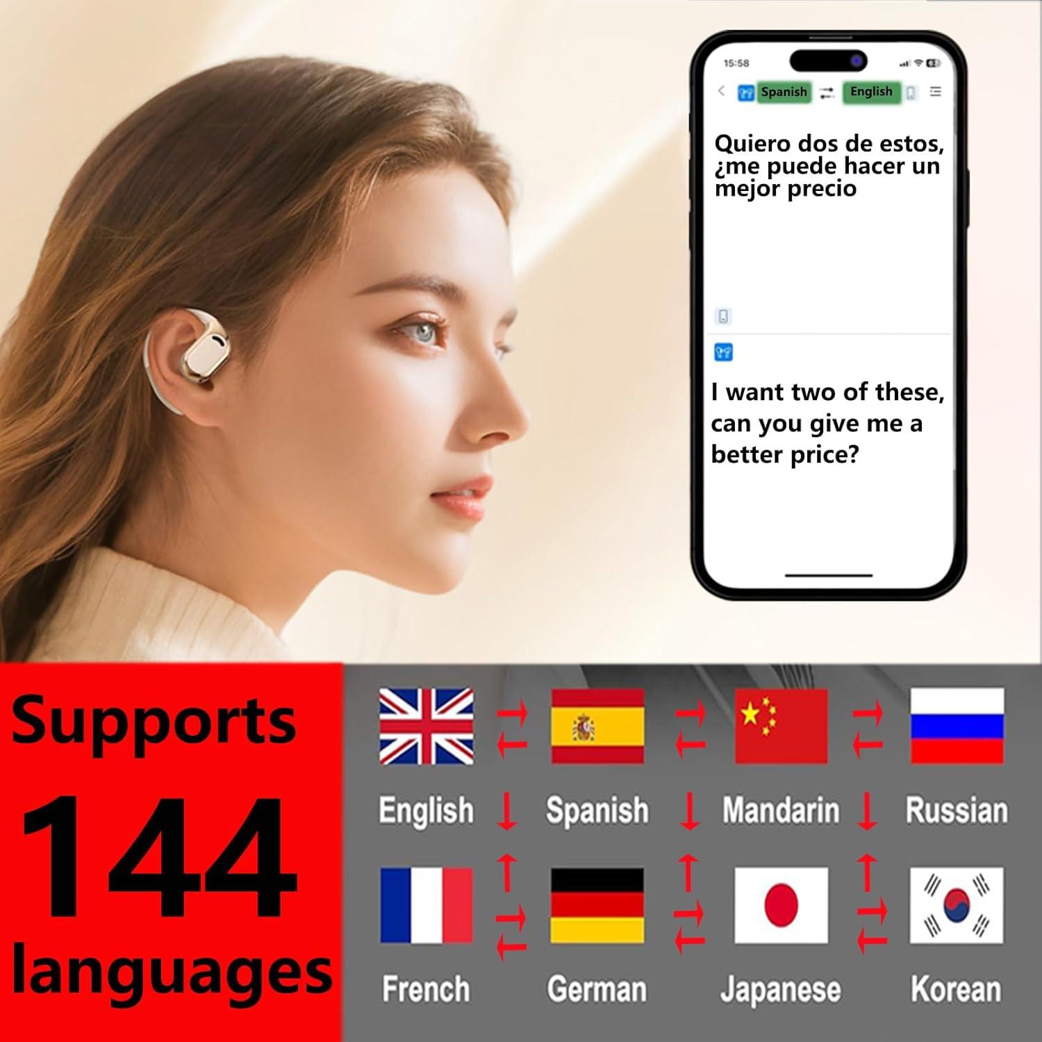 Auriculares Traductores AI Haiseire M76 Negro Bluetooth