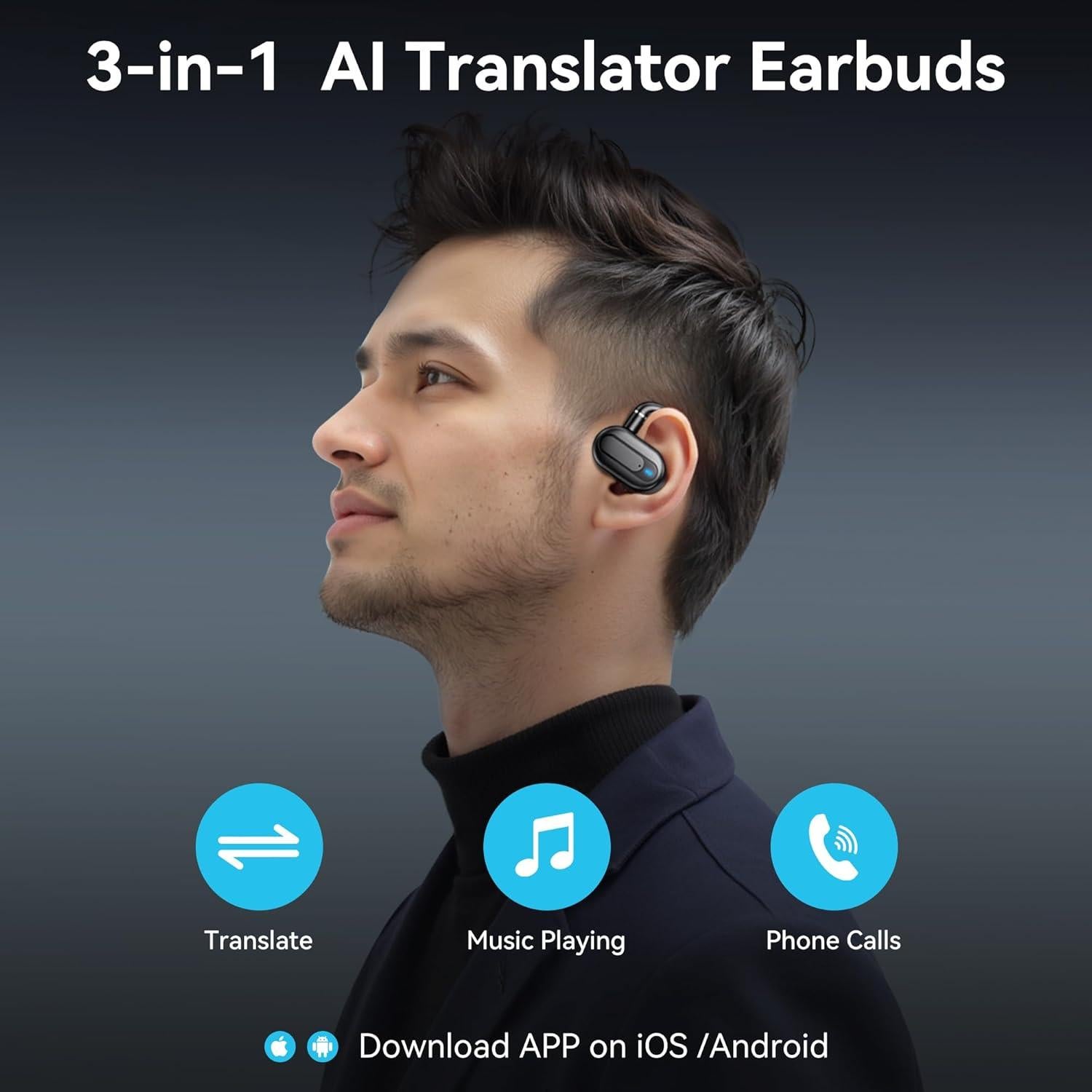 Auriculares Traductores Inalámbricos RUISJ F6 3-en-1 163 Idiomas