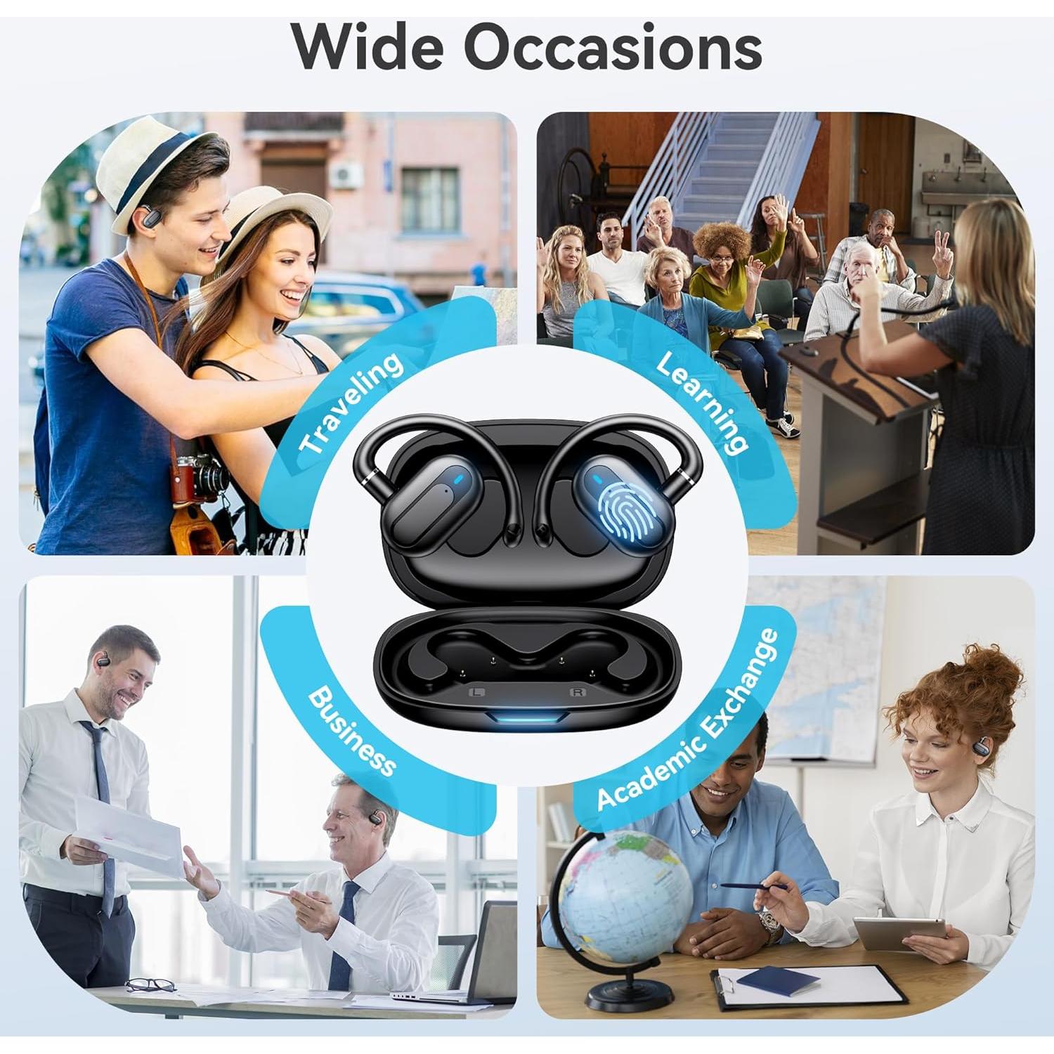 Auriculares Traductores Inalámbricos RUISJ F6 3-en-1 163 Idiomas