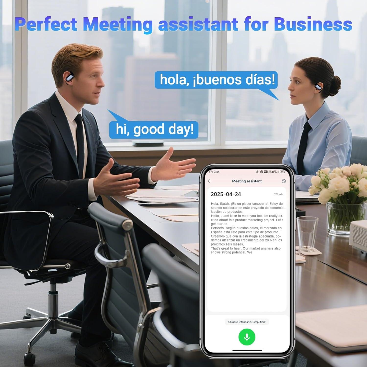 Auriculares Traductores Souroyea Q17 - 144 Idiomas, 10h Batería