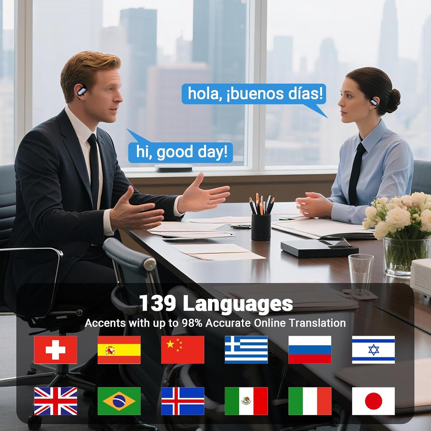 Auriculares Traductores Souroyea Q17 - 144 Idiomas, 10h Batería