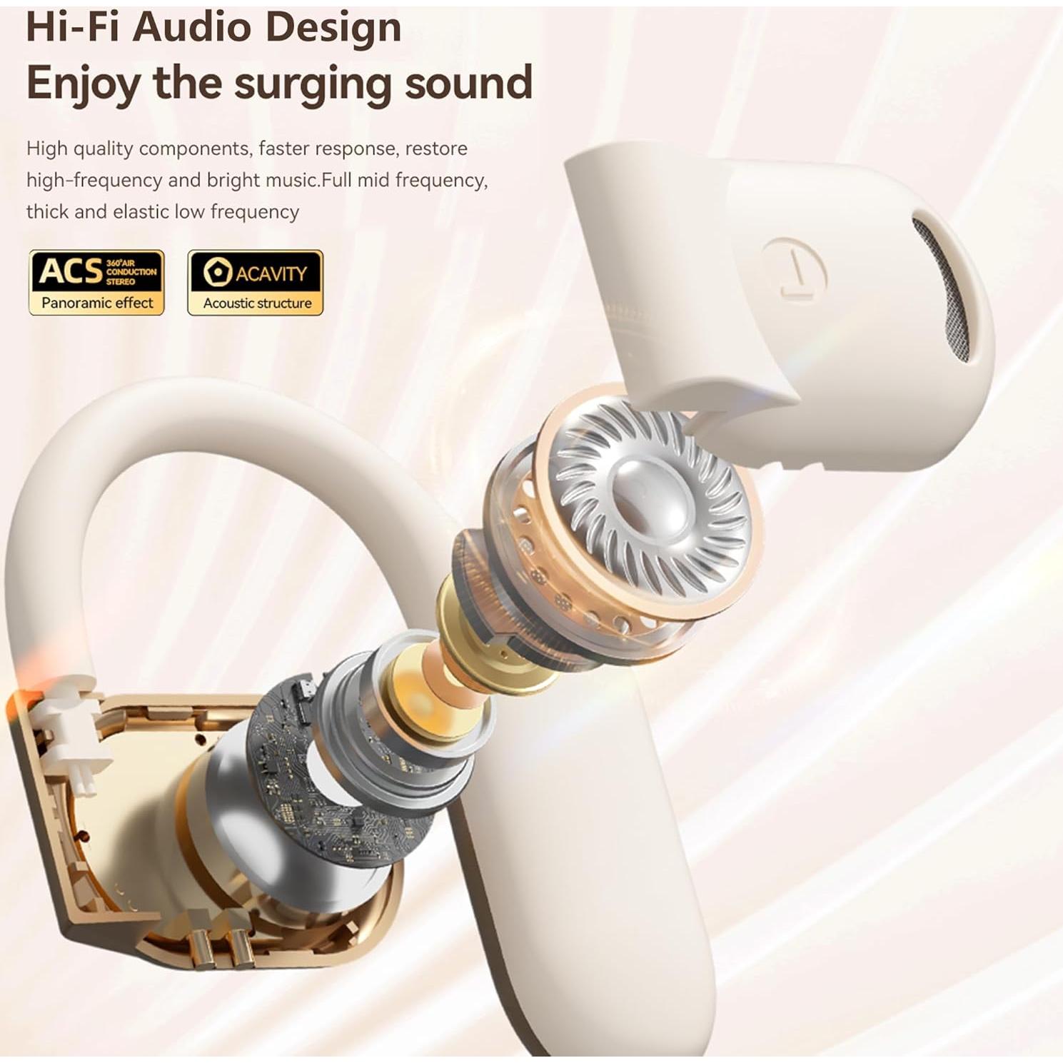 Auriculares Traductores AI Inalámbricos 144 Idiomas - Marfil