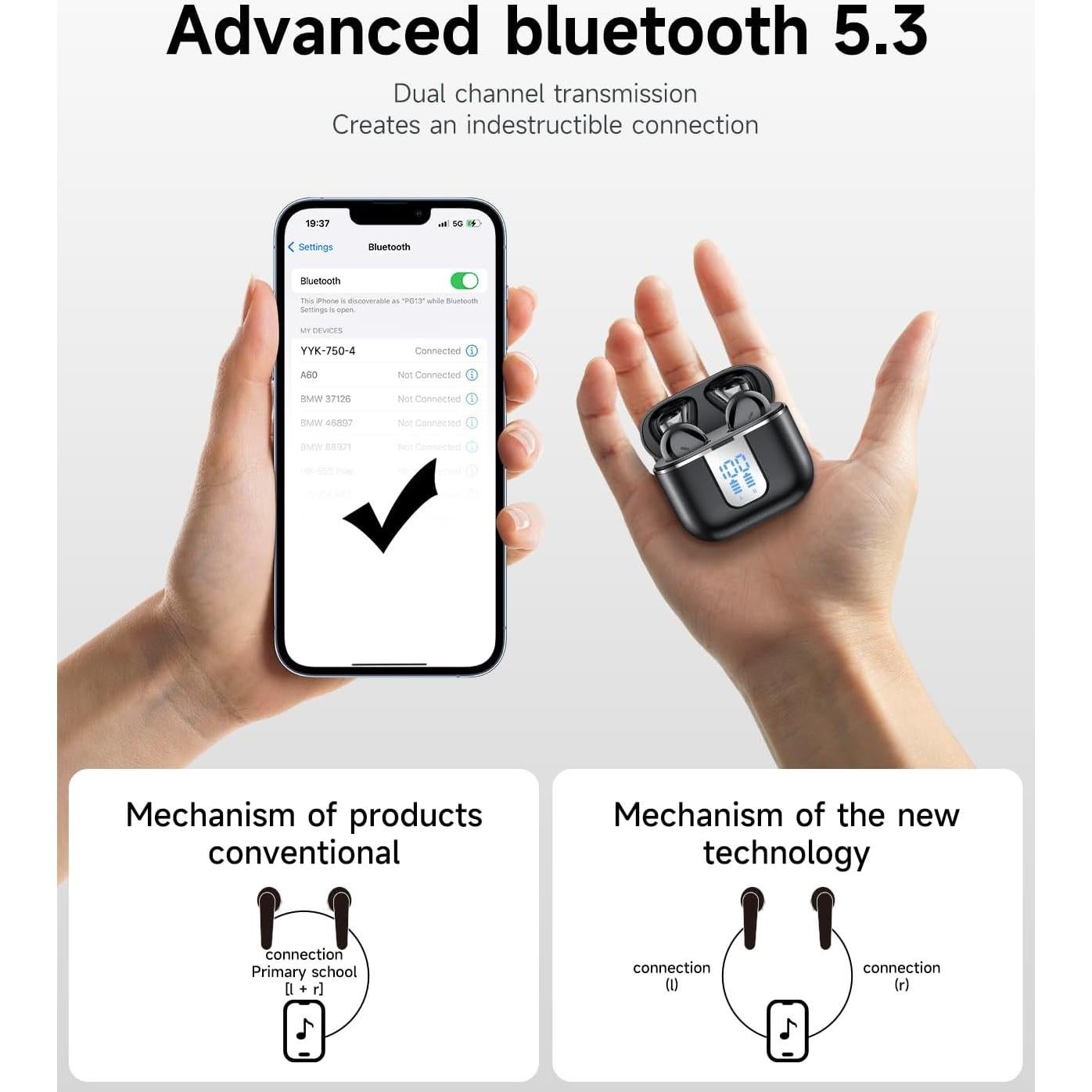 Auriculares Inalámbricos Mosyxe YYK-750 Bluetooth 5.3 42H Negro