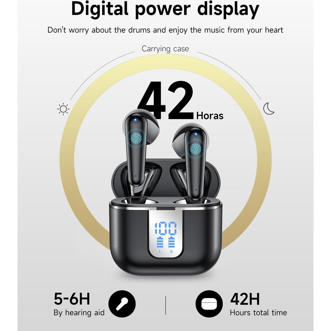 Auriculares Inalámbricos Mosyxe YYK-750 Bluetooth 5.3 42H Negro