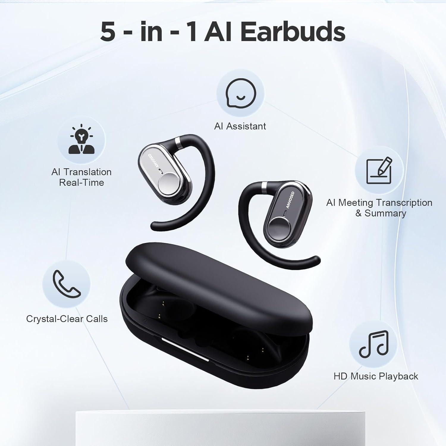 Auriculares Traductores ANVOSED OWS-4501-BK 144 Idiomas