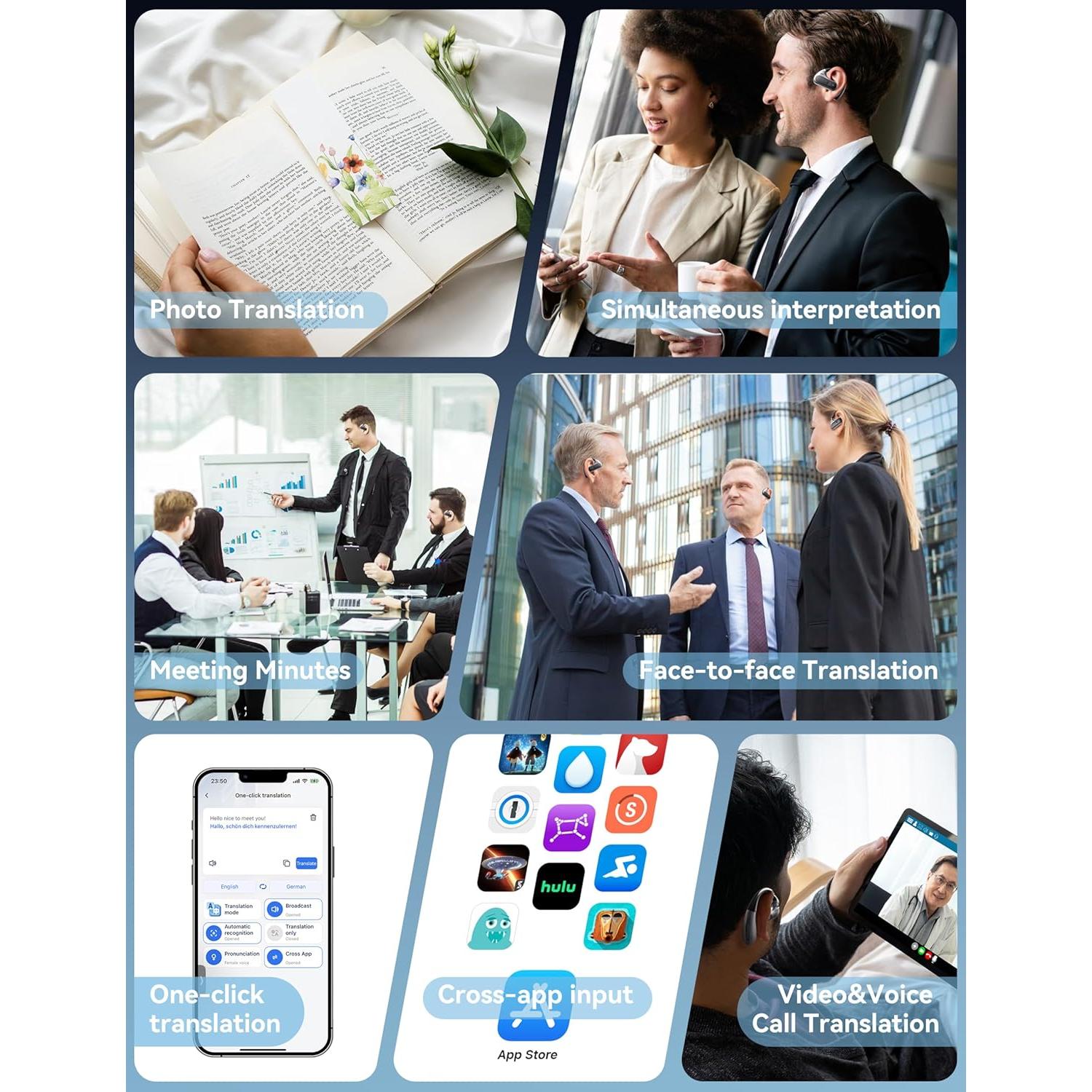 Auriculares de Traducción AI Ceymoal T19 139 Idiomas Bluetooth