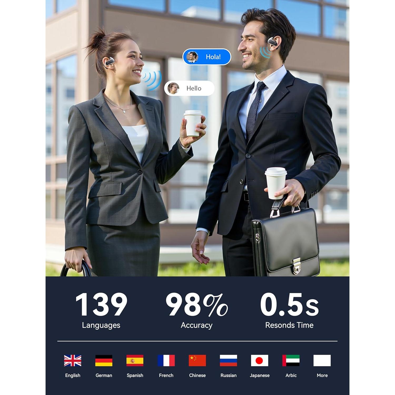 Auriculares de Traducción AI Ceymoal T19 139 Idiomas Bluetooth