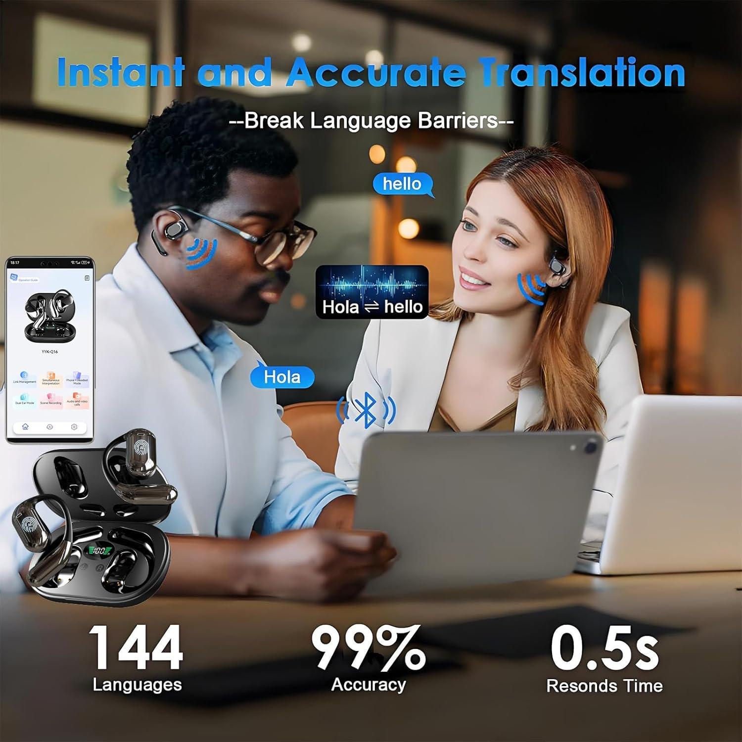 Auriculares de Traducción AI OWS 4-en-1 10h Batería 144 Idiomas