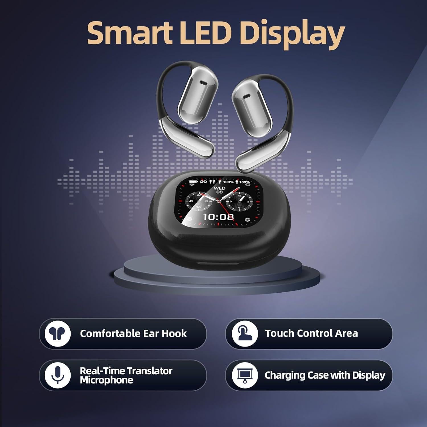 Auriculares de Traducción AI Miniso, Bluetooth 5.4, Pantalla Táctil