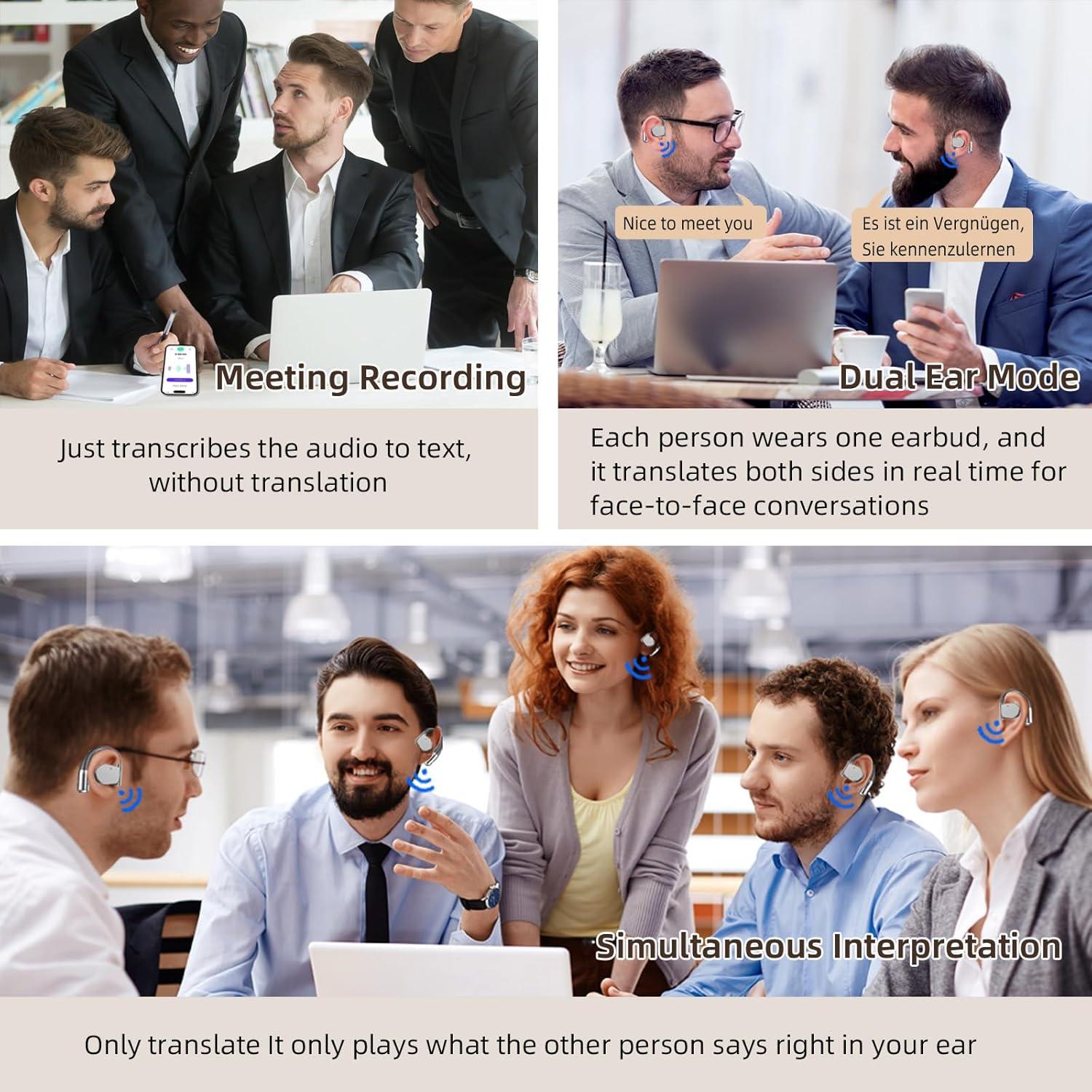 Auriculares de Traducción AI SORNBEO con 144 Idiomas y 5 Modos