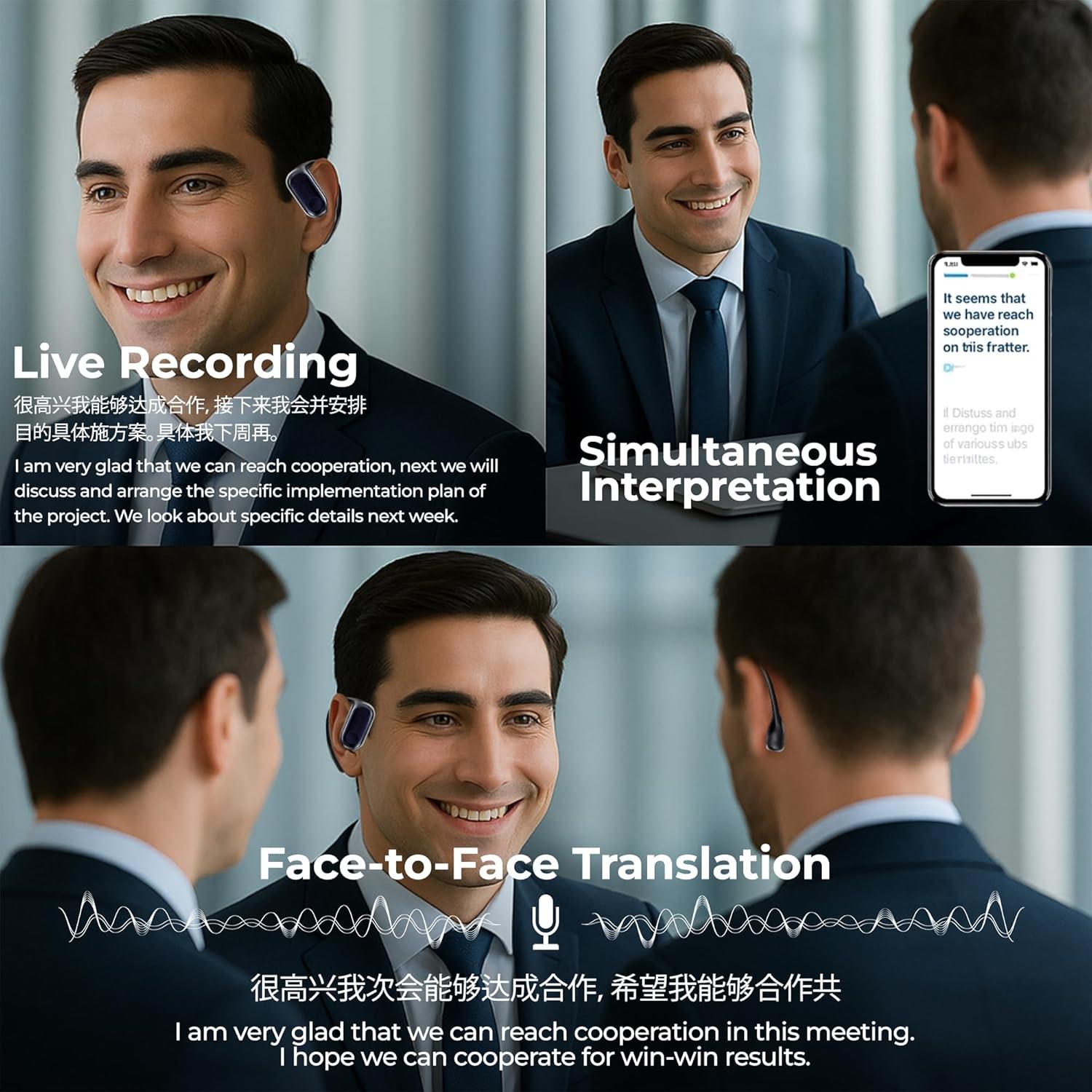 Auriculares Traductores Inalámbricos YYK-Q17 - Bluetooth 5.4, 168 Idiomas