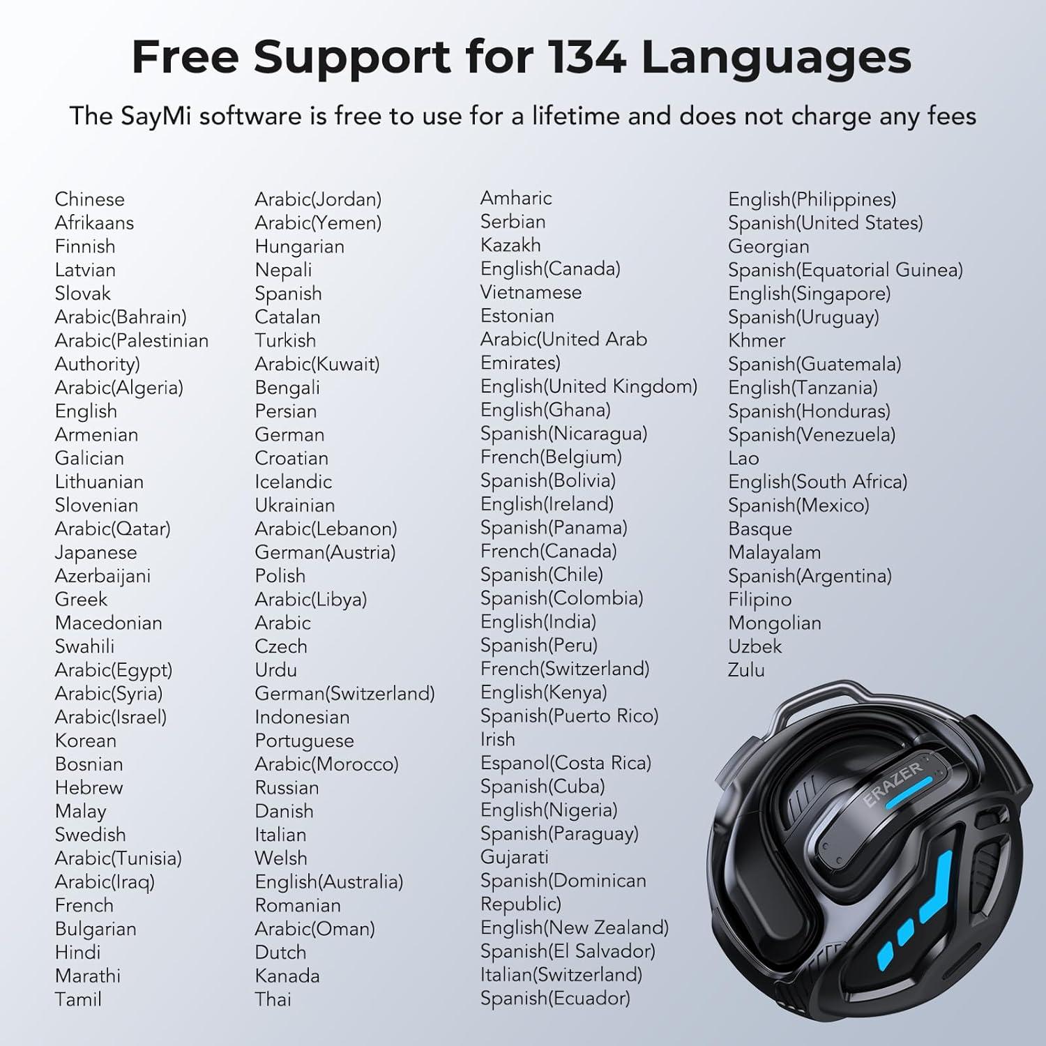 Auriculares Traductores ERAZER X8 Bluetooth 5.4 135 Idiomas