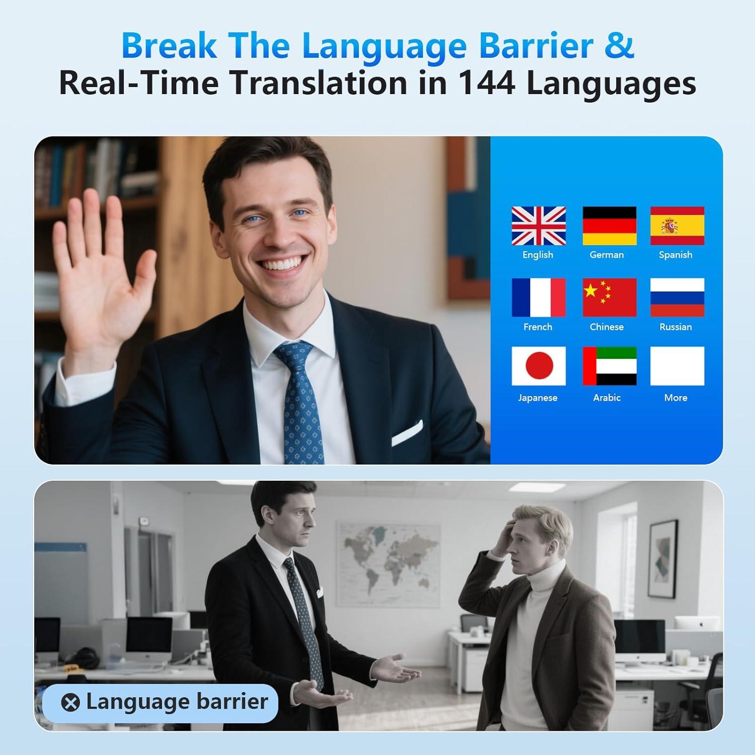 Auriculares Traductores AI Q16S - 144 Idiomas, Bluetooth 5.4