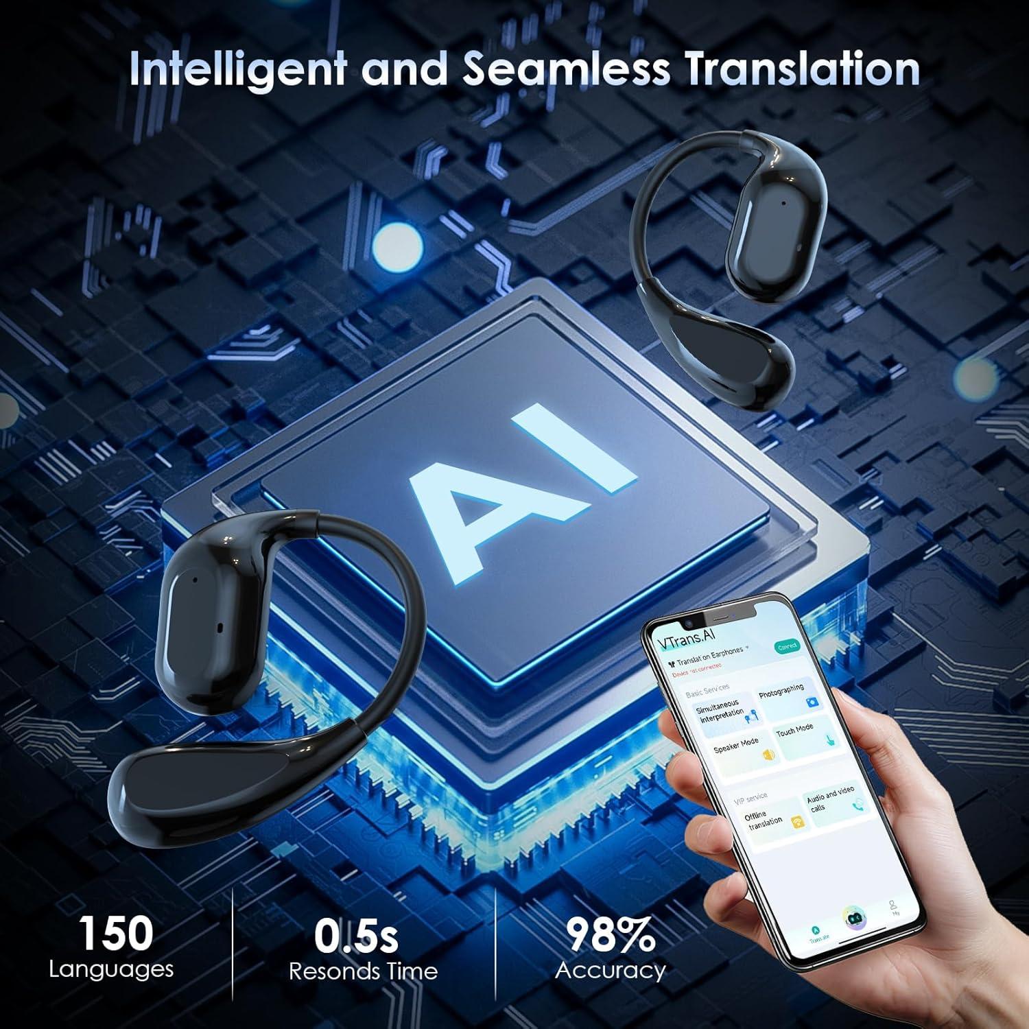 Auriculares Traductores Olycism A16 Bluetooth 5.4 150 Idiomas