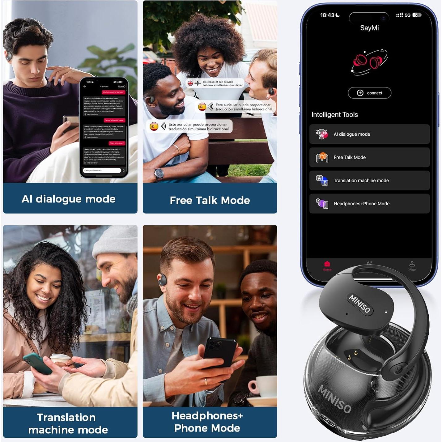 Auriculares Inalámbricos MINISO X15 PRO Bluetooth 5.4 AI 148 Idiomas