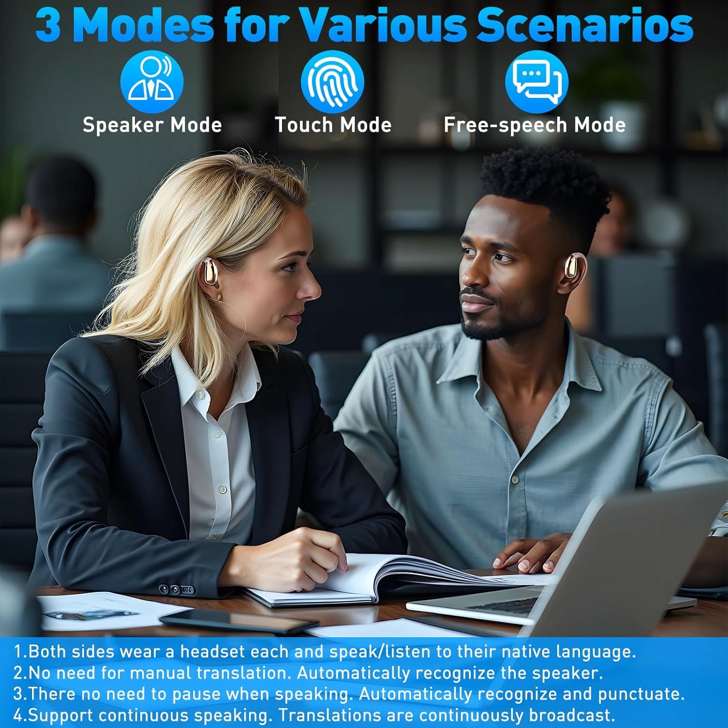 Auriculares Traductores AI Inalámbricos Bluetooth Rosa 140+ Idiomas