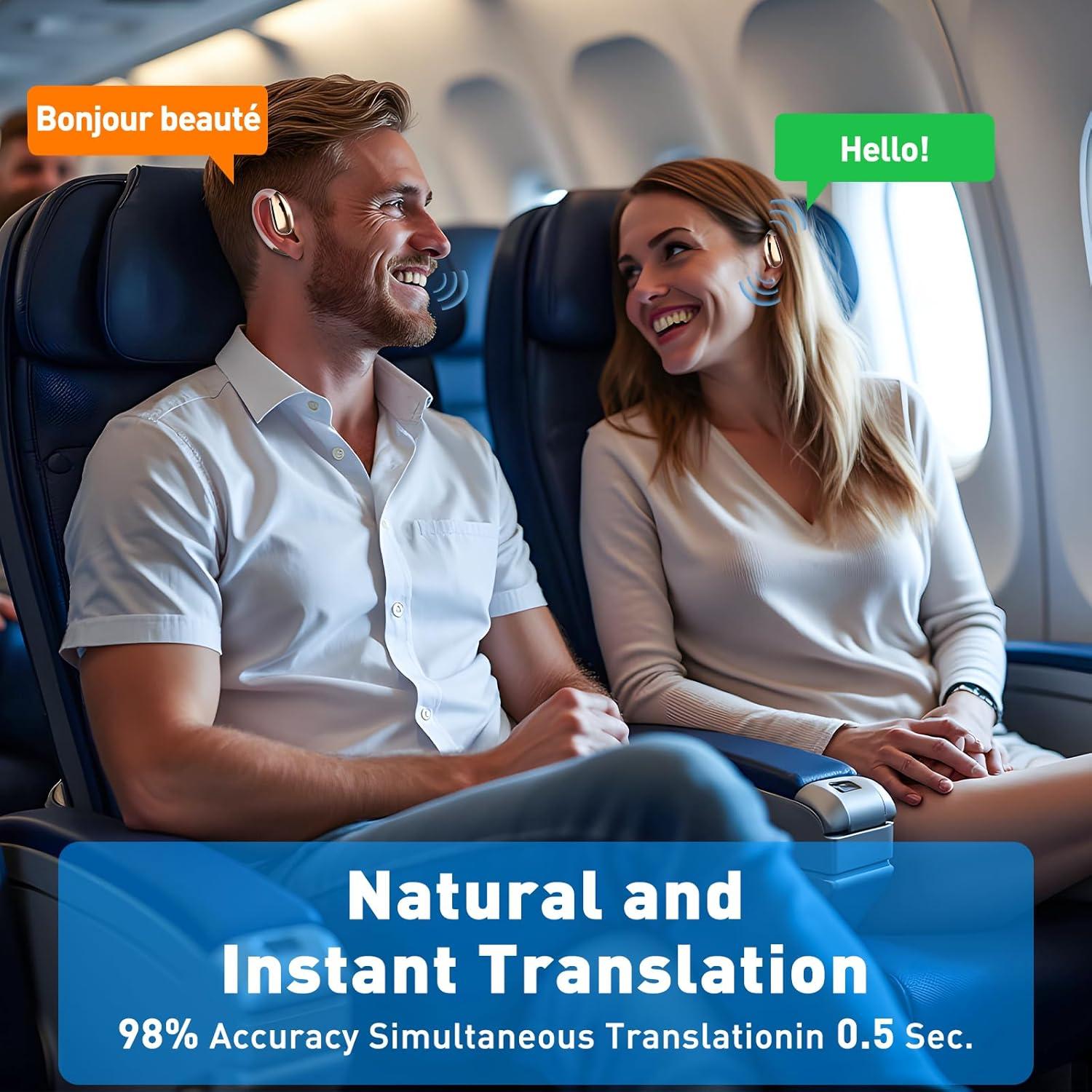 Auriculares Traductores AI Inalámbricos Bluetooth Rosa 140+ Idiomas