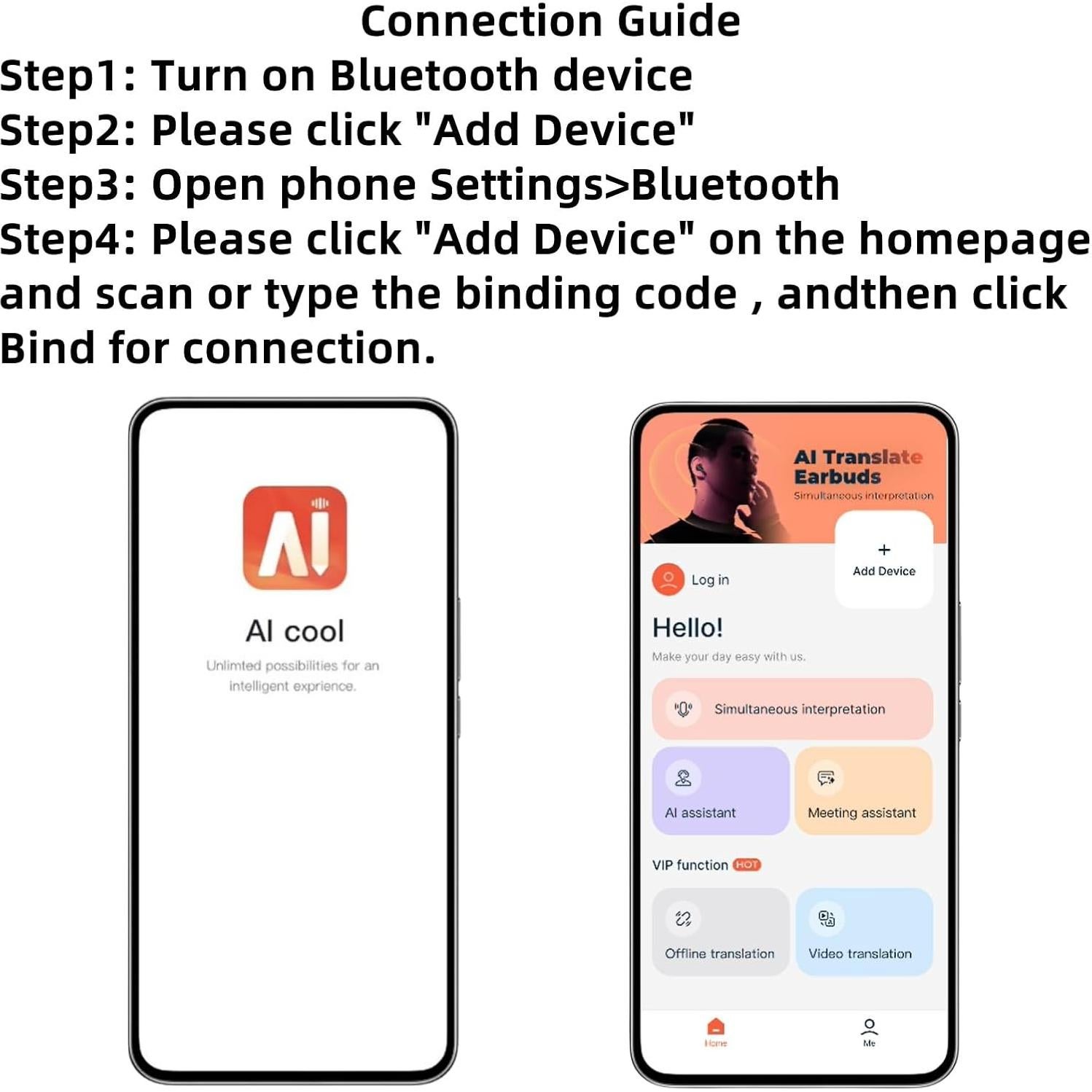 Auriculares Traductores AI Inalámbricos Bluetooth Rosa 140+ Idiomas