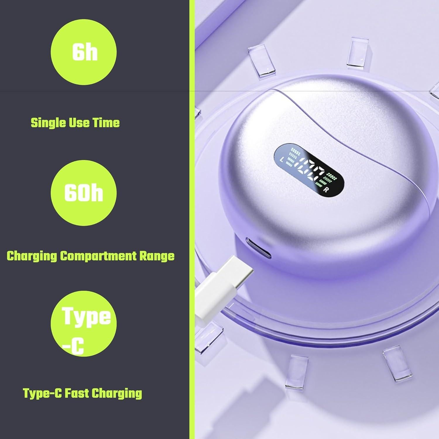 Auriculares de Traducción AI Bluetooth Gugxiom 144 Idiomas Púrpura