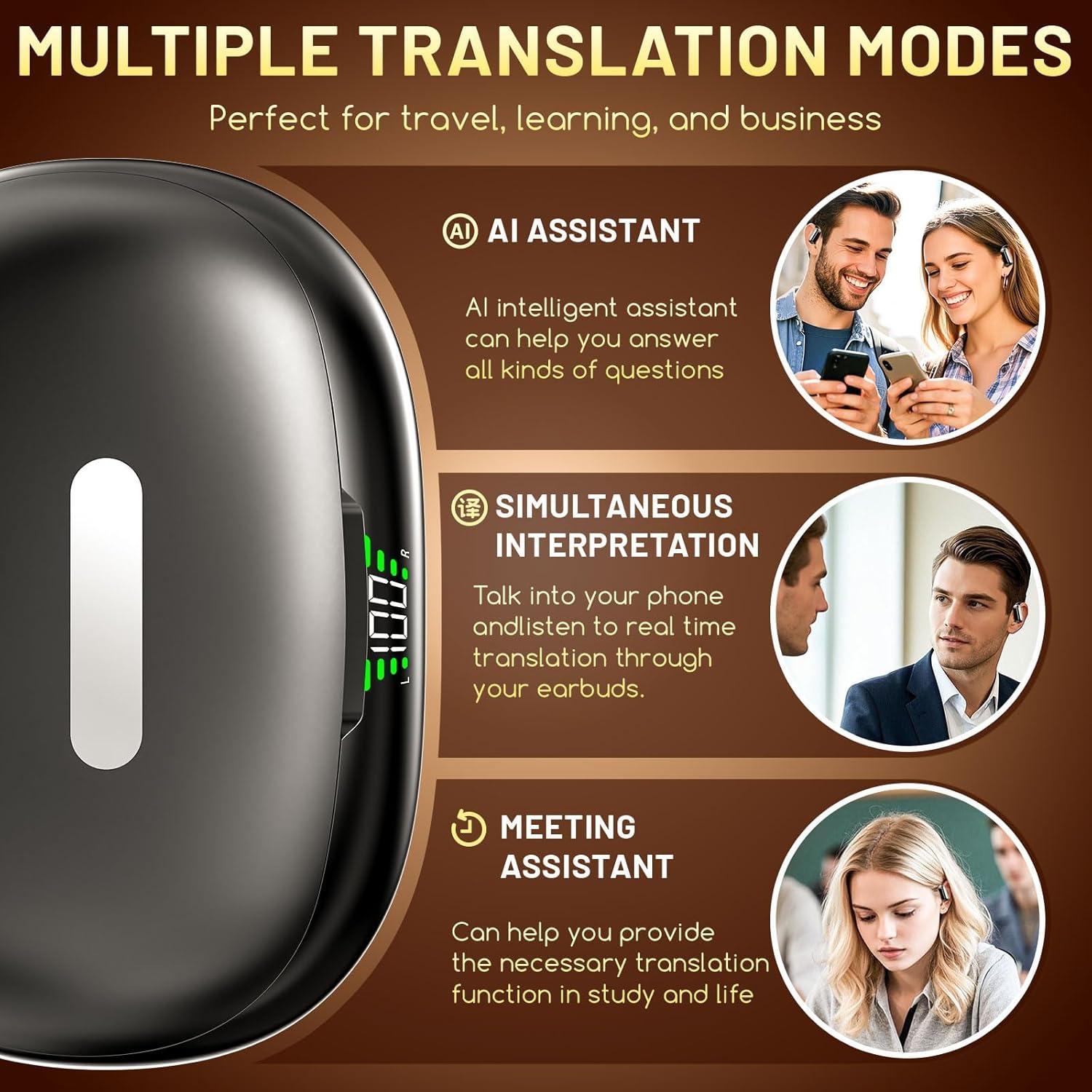 Auriculares Traductores AI FYEJ06BK Negro 144 Idiomas HD