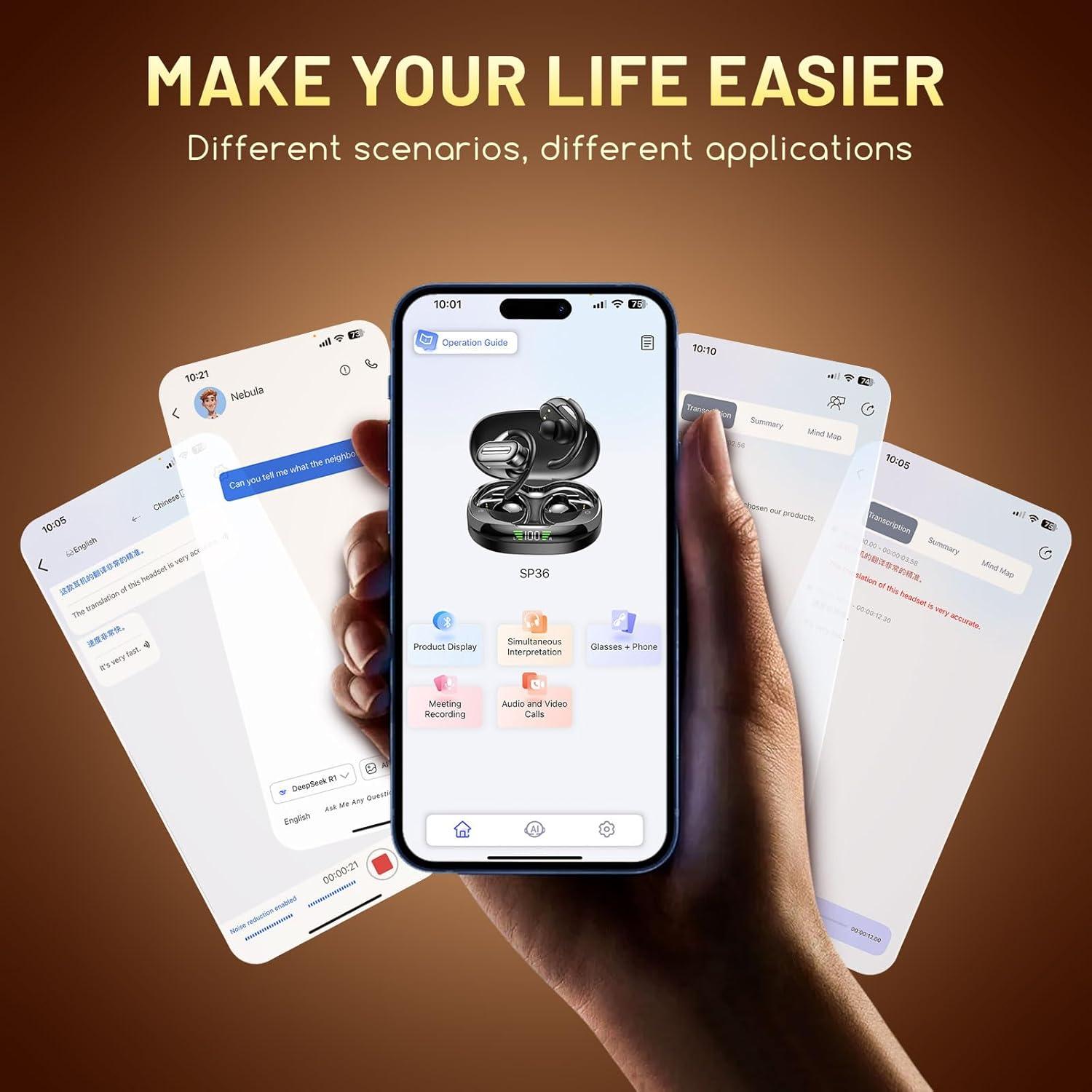 Auriculares Traductores AI FYEJ06BK Negro 144 Idiomas HD