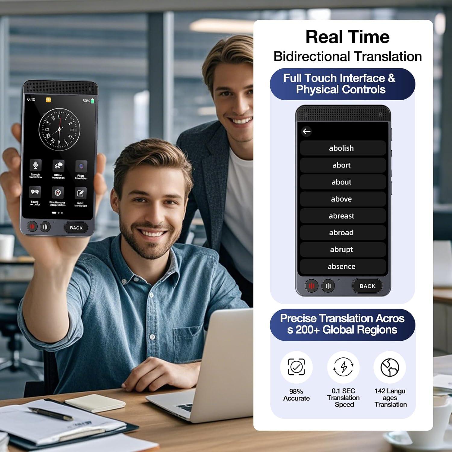 Traductor de Idiomas Offline LULUCKCK D21 - 142 Idiomas, Voz y Foto
