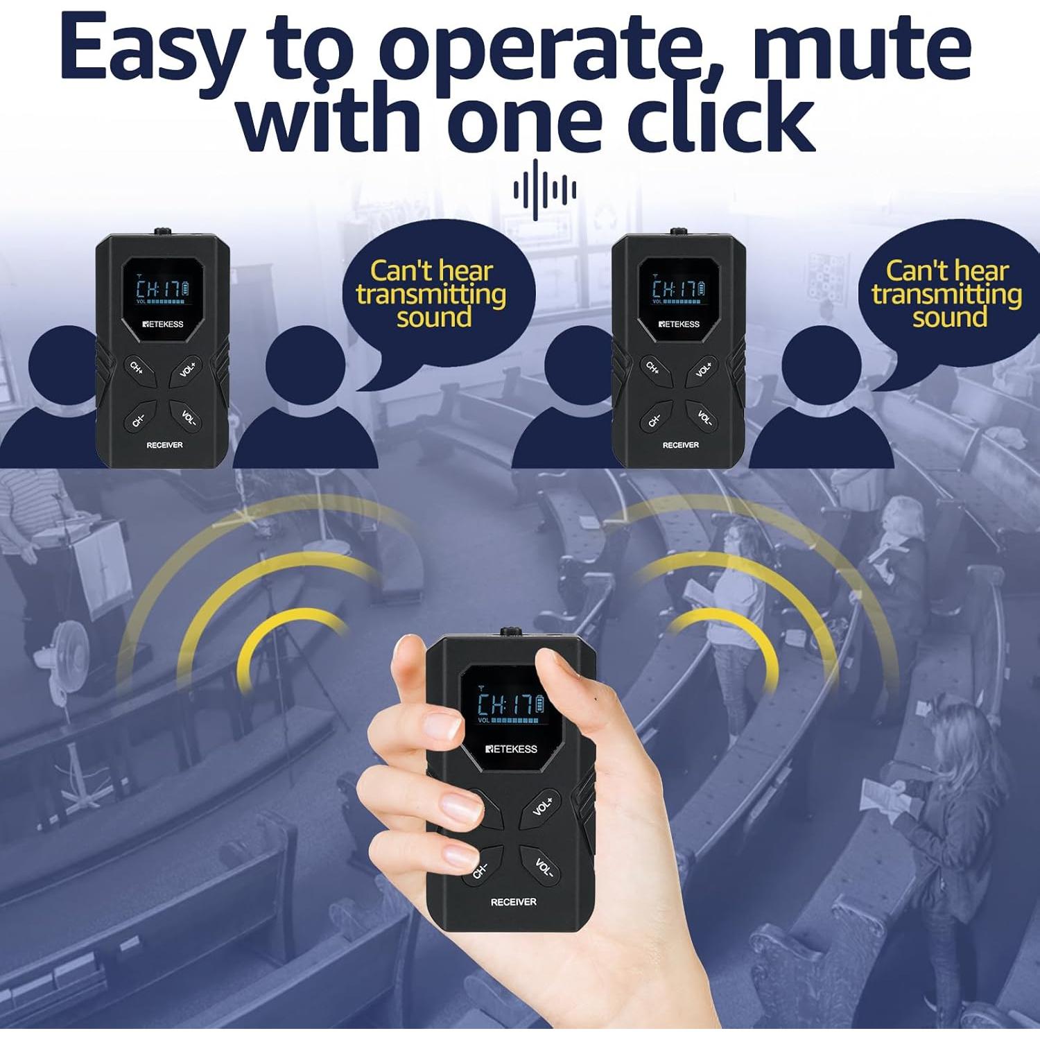 Retekess TT117 Sistema de Interpretación FM 1 Transmisor 5 Receptores