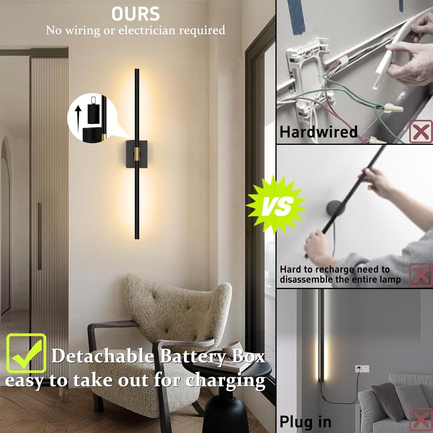 Juego de 2 Apliques de Pared Recargables iThird 80cm Negro