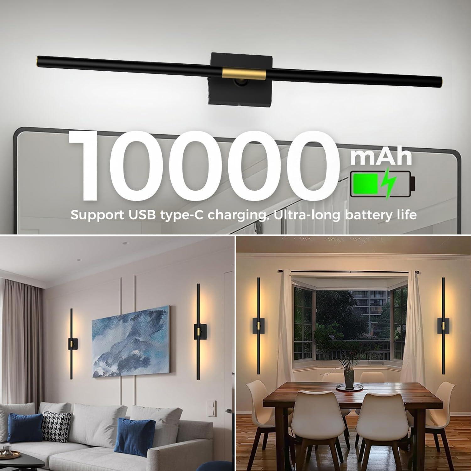 Juego de 2 Apliques de Pared Recargables iThird 80cm Negro