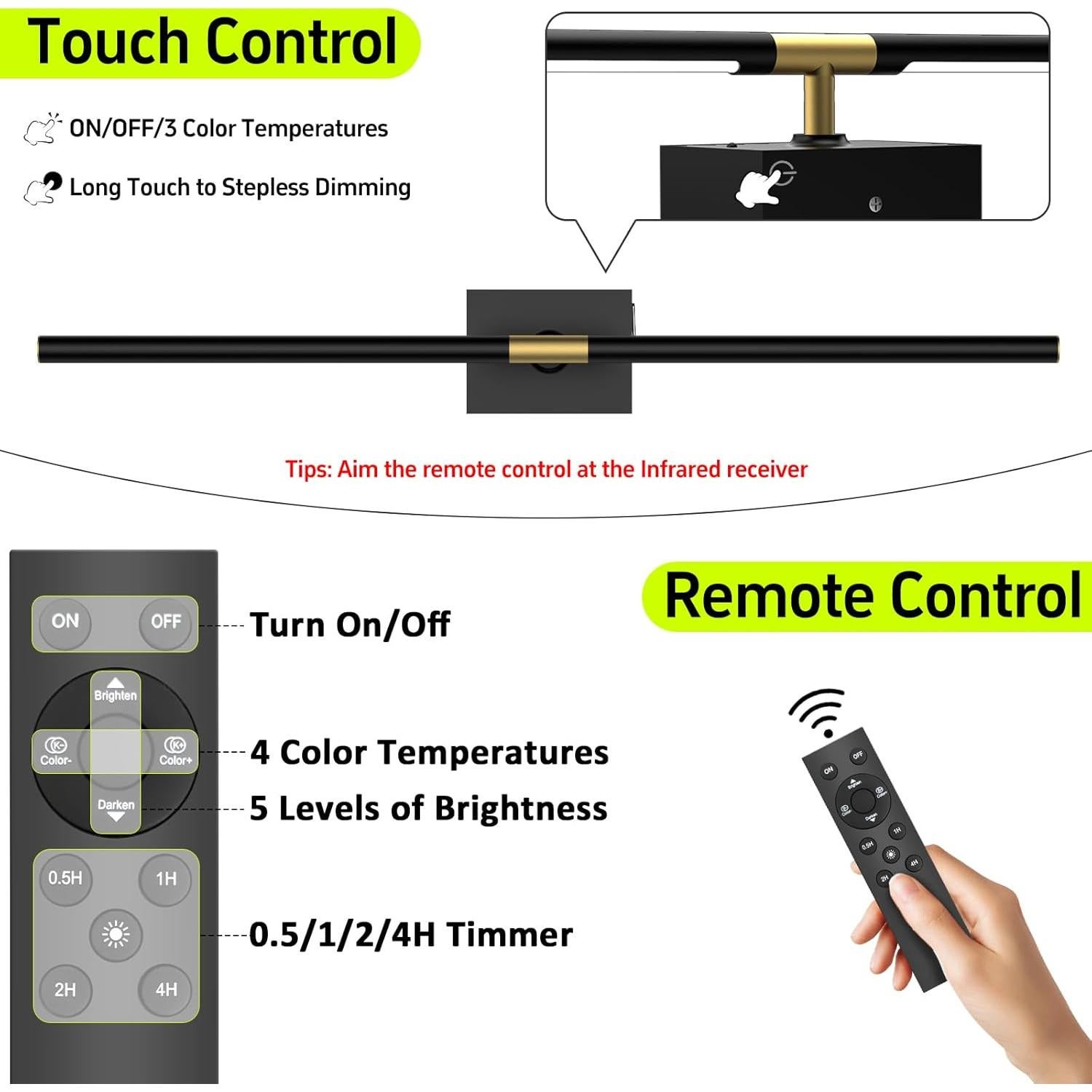 Juego de 2 Apliques de Pared Recargables iThird 80cm Negro