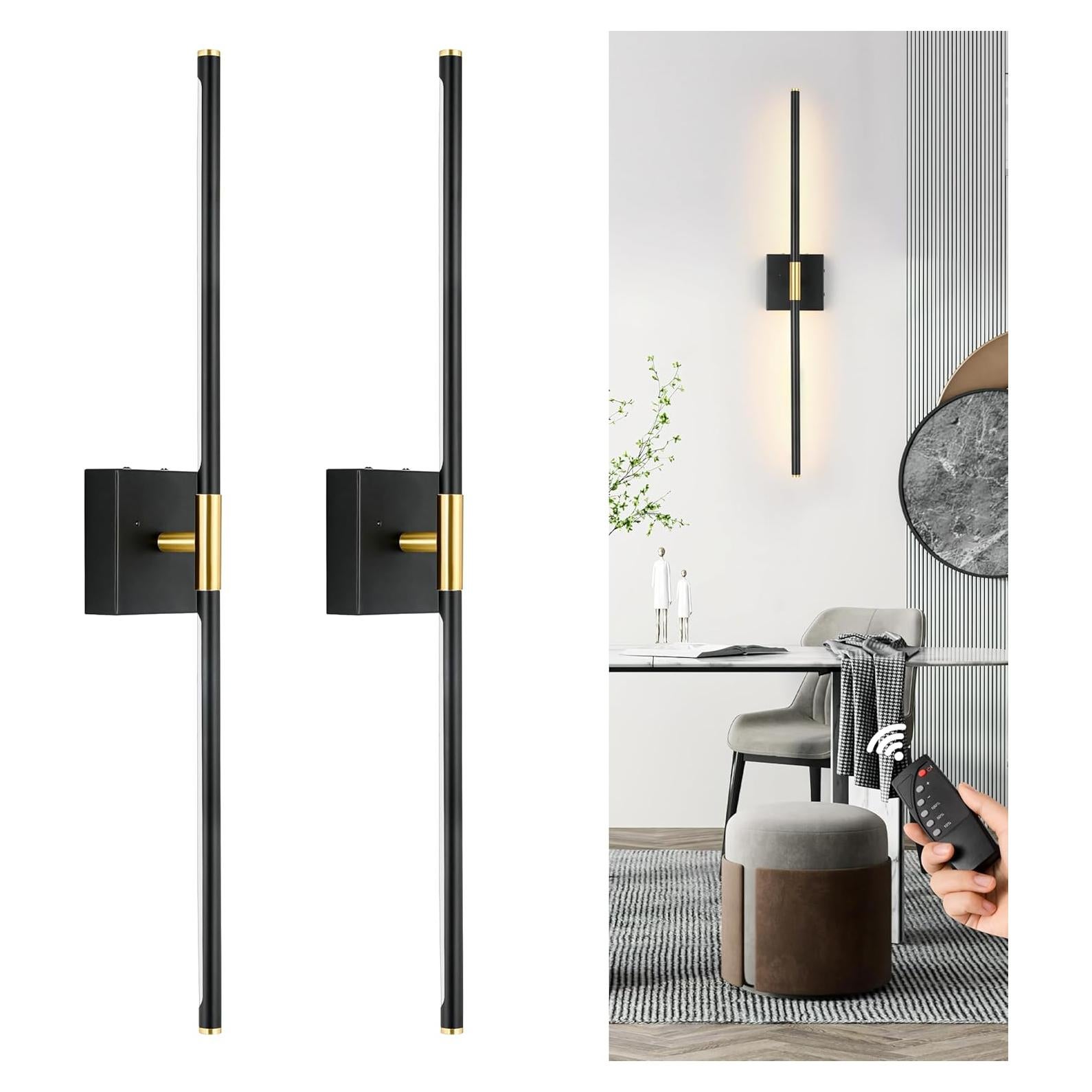 Juego de 2 apliques de pared LED Morauroral 61 cm recargables