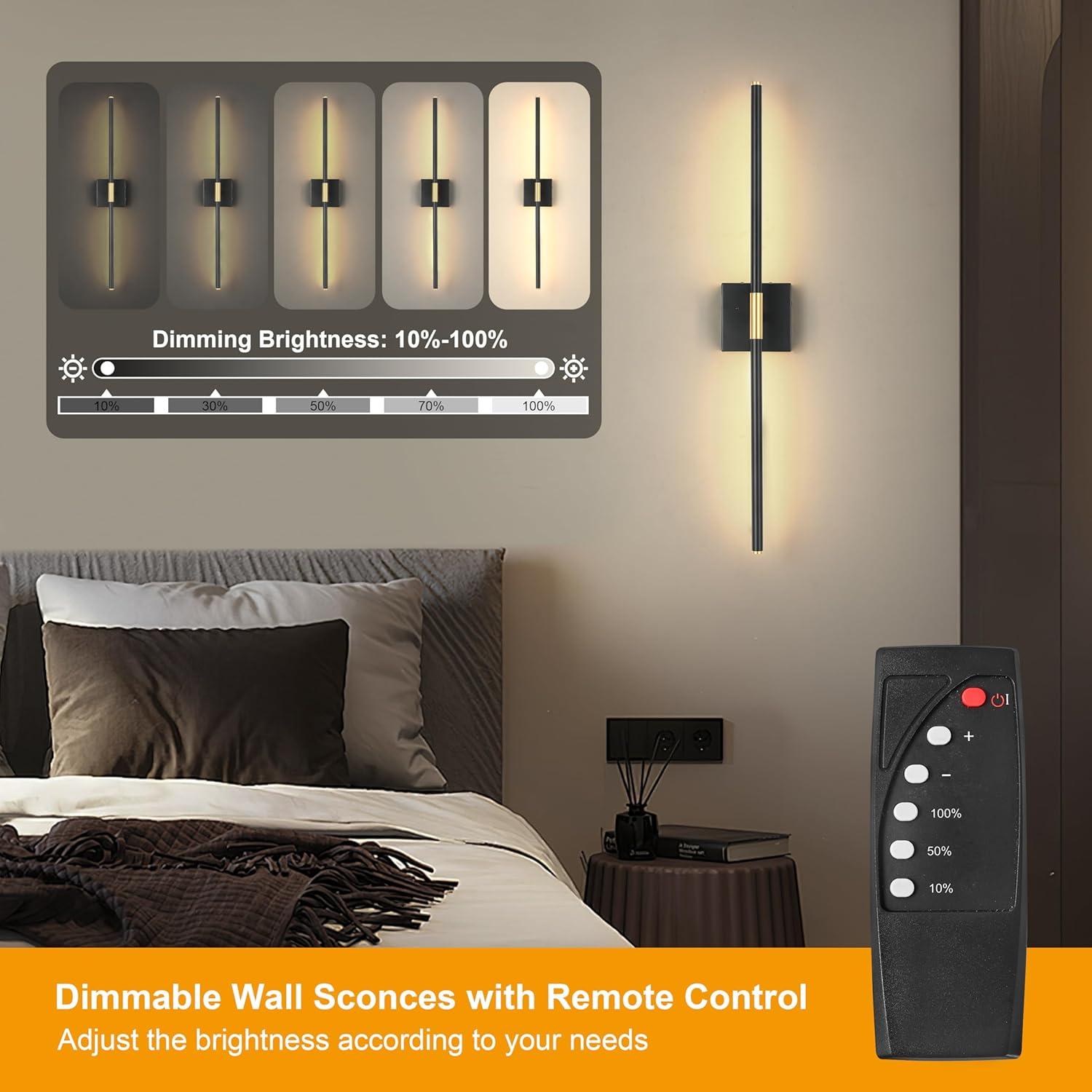 Juego de 2 apliques de pared LED Morauroral 61 cm recargables