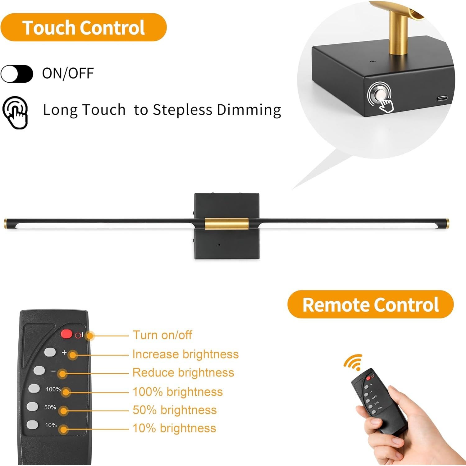 Juego de 2 apliques de pared LED Morauroral 61 cm recargables