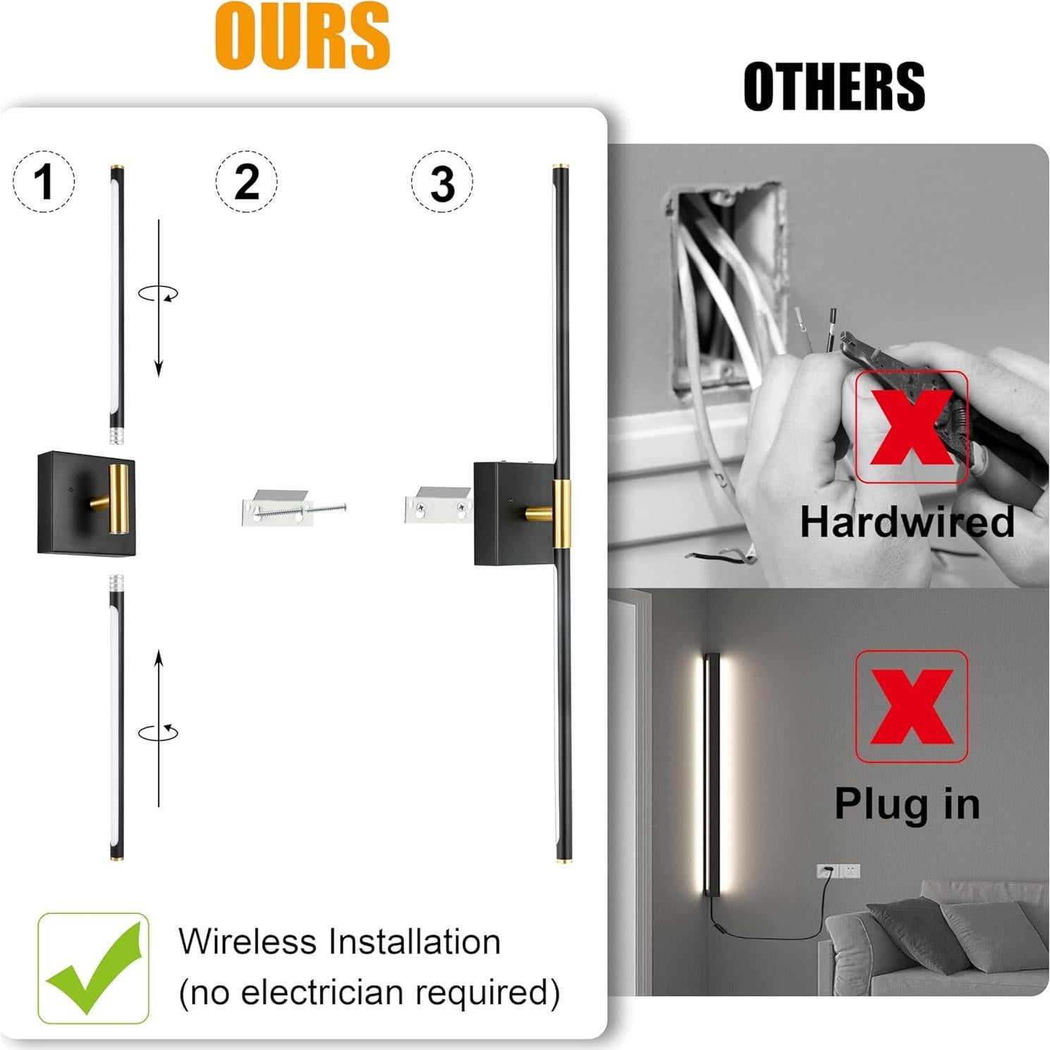 Juego de 2 apliques de pared LED Morauroral 61 cm recargables